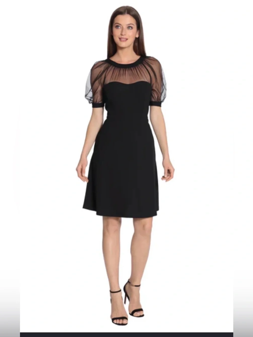 Maggy London Lyra Illusion in Velvet black dress Midi Dress
